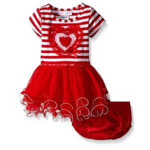 Bonnie Jean Baby Infant Girls Red Heart Striped St Valentine's Day